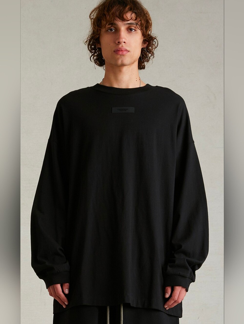 Fear of God ESSENTIALS Black Long Sleeve T-Shirt Size Large Oversized Boxy Baggy